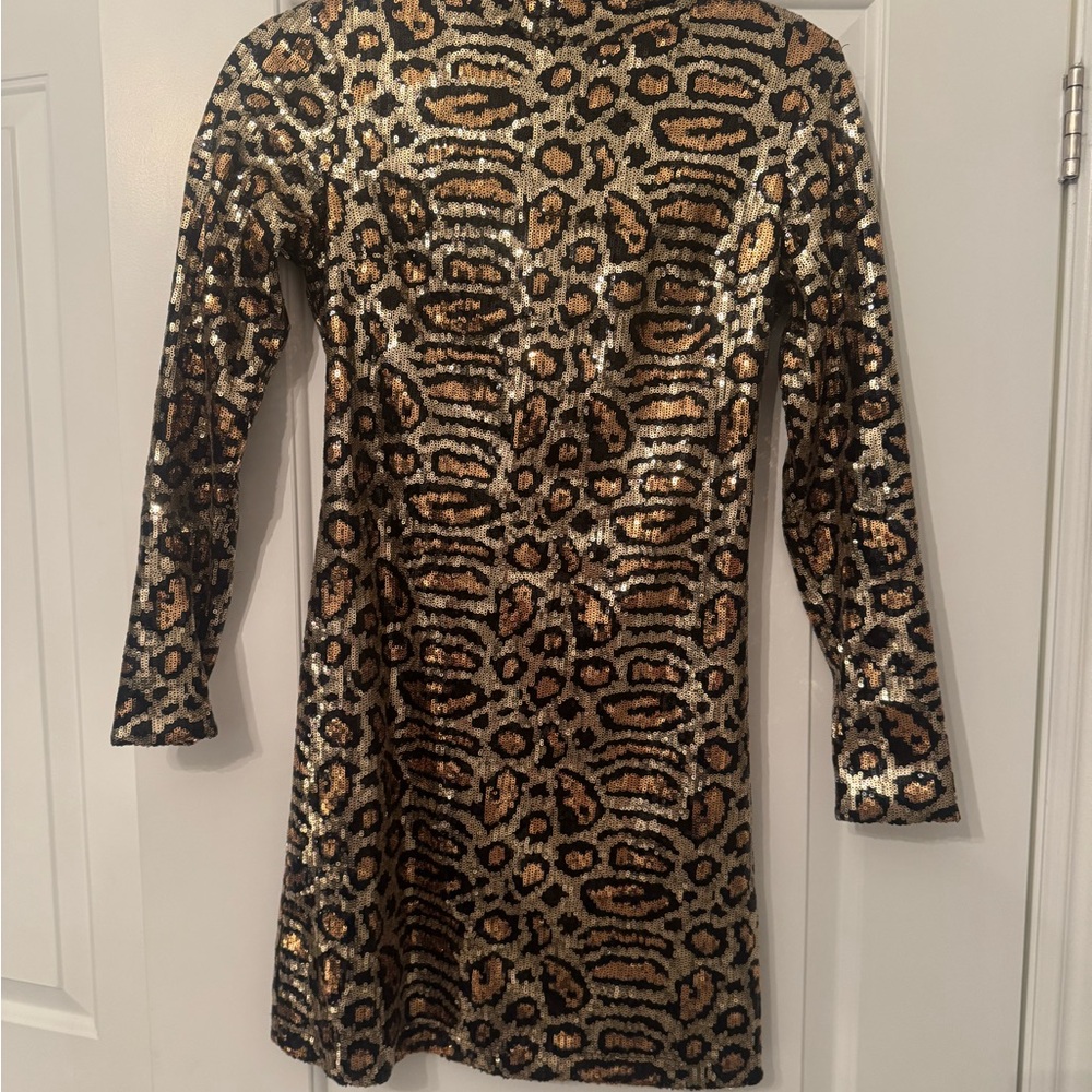 Top Shop Leopard Print Sequin Dress